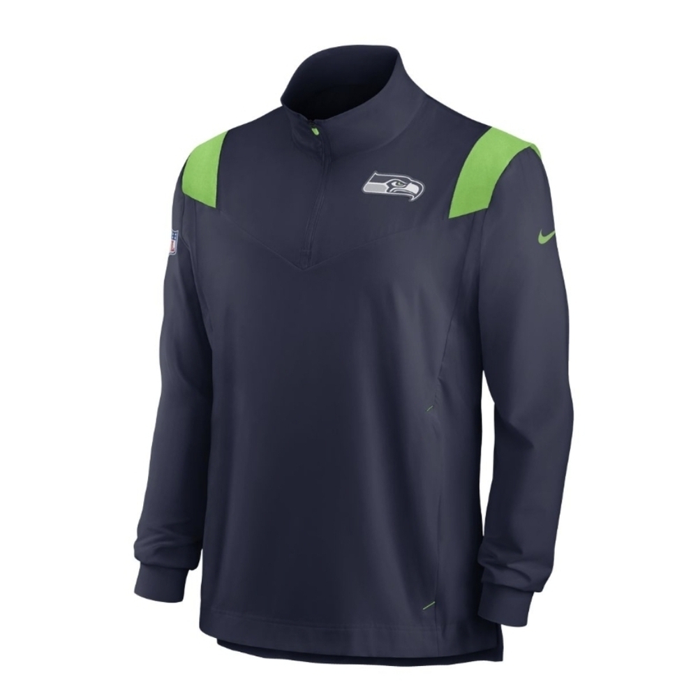 Seattle Seahawks x Nike Men's Navy & Green Quarter-zip Nylon Jacket (Size M) - Picture 2 of 11